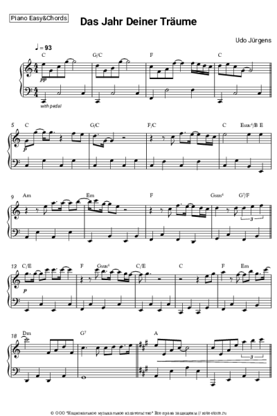 Ноты, аккорды Udo Jürgens - Das Jahr Deiner Träume