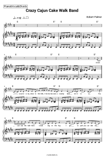 Ноты, аккорды Robert Palmer - Crazy Cajun Cake Walk Band