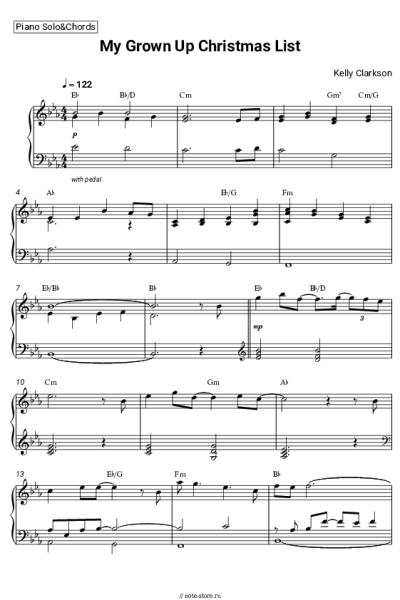 Ноты, аккорды Kelly Clarkson - My Grown Up Christmas List