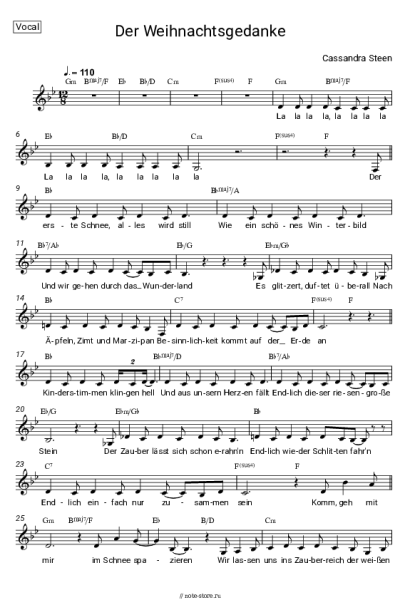 Ноты, аккорды Cassandra Steen - Der Weihnachtsgedanke