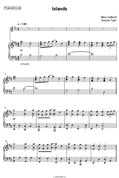 Ноты, аккорды Bonnie Tyler, Mike Oldfield - Islands