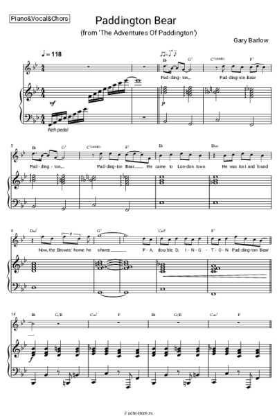 Ноты, аккорды Gary Barlow - Paddington Bear (from 'The Adventures Of Paddington')