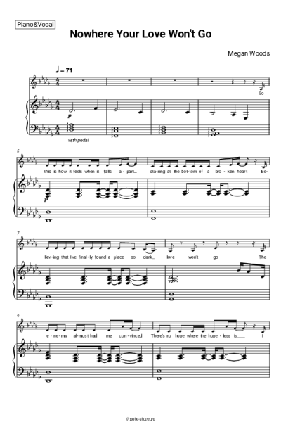 Ноты, аккорды Megan Woods - Nowhere Your Love Won’t Go