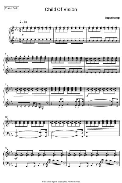 Ноты, аккорды Supertramp - Child of Vision