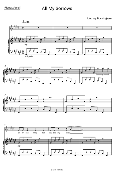 Ноты, аккорды Lindsey Buckingham - All My Sorrows