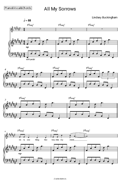 Ноты, аккорды Lindsey Buckingham - All My Sorrows