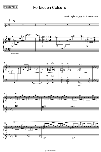 Ноты, аккорды Ryuichi Sakamoto, David Sylvian - Forbidden Colours