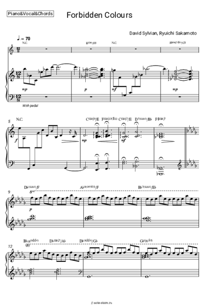 Ноты, аккорды Ryuichi Sakamoto, David Sylvian - Forbidden Colours