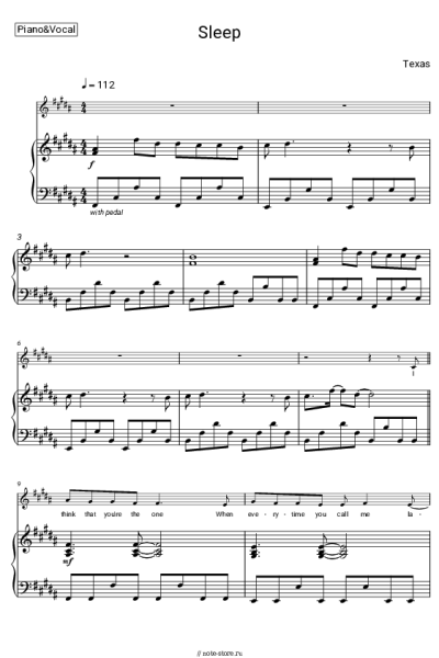 Ноты, аккорды Texas - Sleep