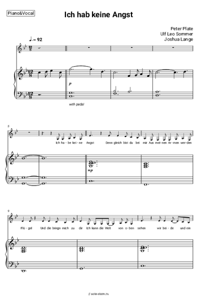 Ноты, аккорды Peter Plate, Ulf Leo Sommer, Joshua Lange - Ich habe keine Angst (Romeo & Julia - Liebe ist alles)