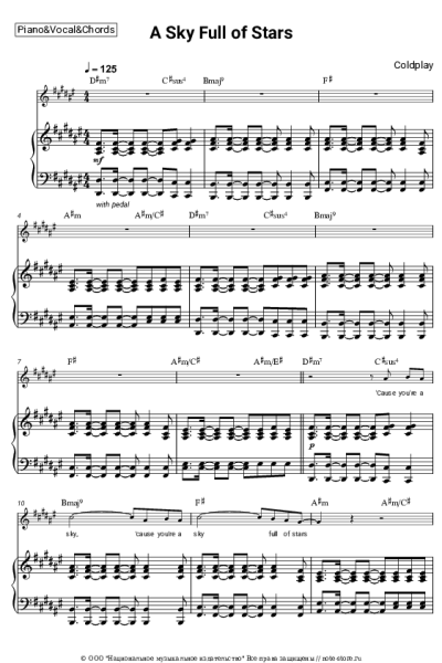 Ноты, аккорды Coldplay - A Sky Full of Stars