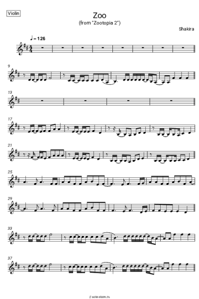 Ноты, аккорды Shakira - Zoo (From 'Zootopia 2')