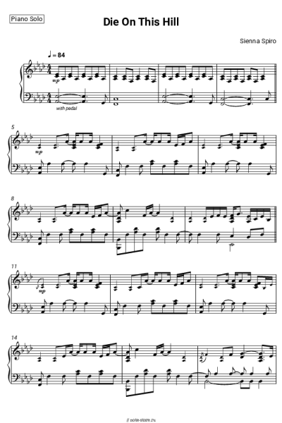 Ноты, аккорды SIENNA SPIRO - Die On This Hill