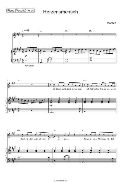 Ноты, аккорды Montez - Herzensmensch