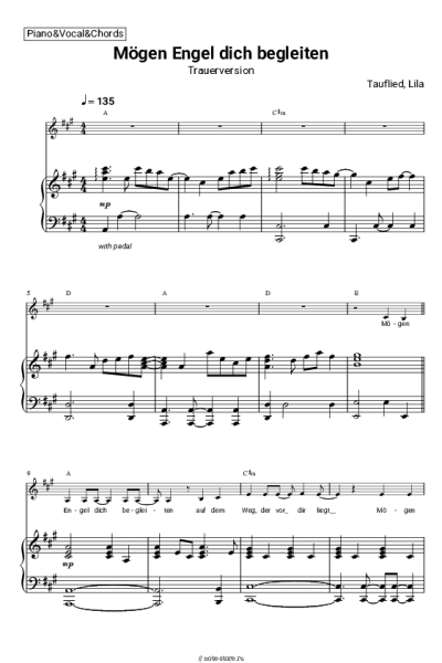 Ноты, аккорды Lila - Mögen Engel Dich Begleiten (Trauerversion)