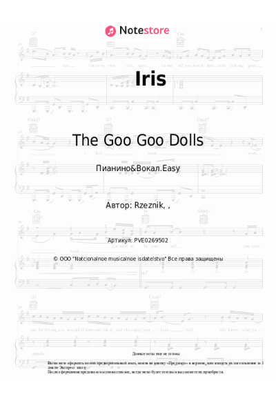 Ноты, аккорды The Goo Goo Dolls - Iris