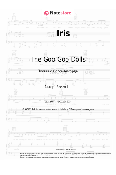 Ноты, аккорды The Goo Goo Dolls - Iris