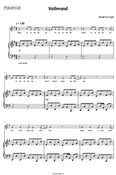 Ноты, аккорды Beatrice Egli - Vollmond