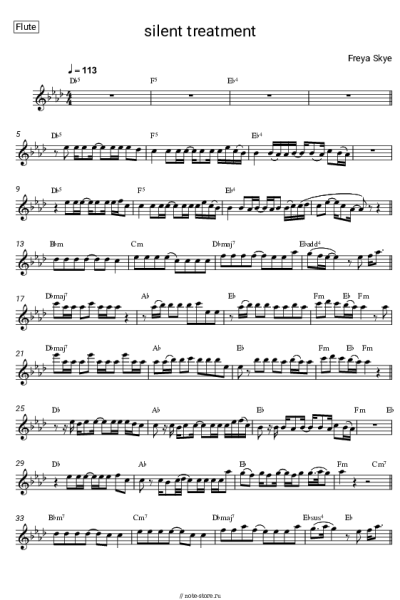 Ноты, аккорды Freya Skye - silent treatment