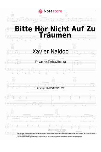 Ноты, аккорды Xavier Naidoo - Bitte Hör Nicht Auf Zu Träumen