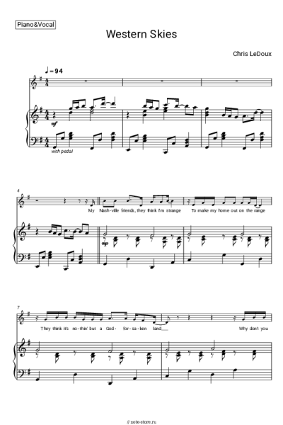Ноты, аккорды Chris LeDoux - Western Skies