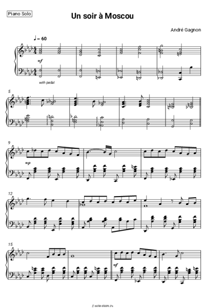Ноты, аккорды André Gagnon - Un soir à Moscou