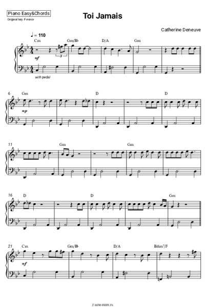Ноты, аккорды Catherine Deneuve - Toi Jamais
