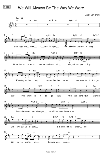 Ноты, аккорды Jack Savoretti - We Will Always Be The Way We Were