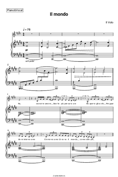 Ноты, аккорды Il Volo - Il mondo