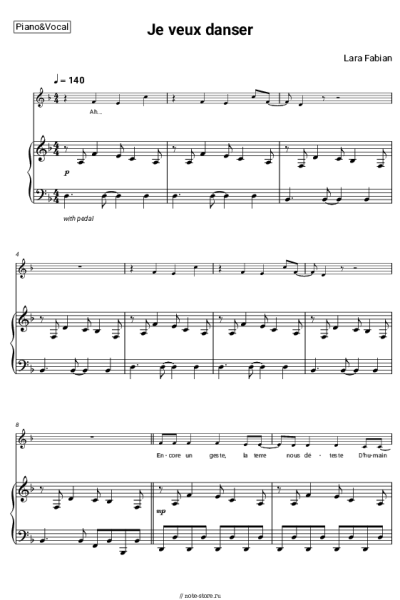 Ноты, аккорды Lara Fabian - Je veux danser