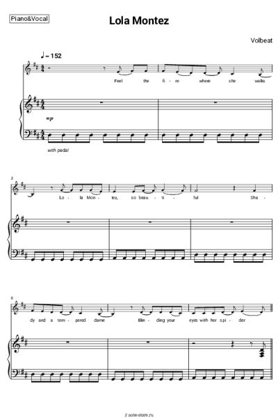 Ноты, аккорды Volbeat - Lola Montez