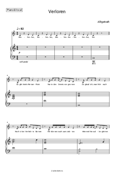 Ноты, аккорды Alligatoah - Verloren