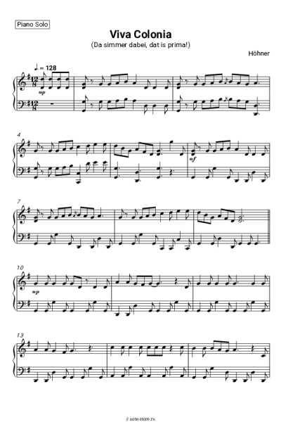 Ноты, аккорды Höhner - Viva Colonia (Da simmer dabei, dat is prima!)