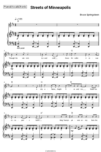 Ноты, аккорды Bruce Springsteen - Streets of Minneapolis