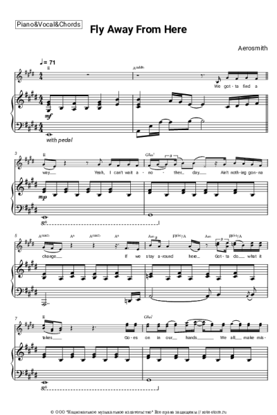 Ноты, аккорды Aerosmith - Fly Away From Here