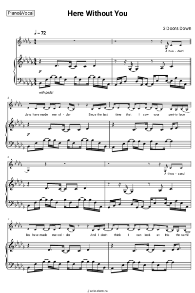 Ноты, аккорды 3 Doors Down - Here Without You