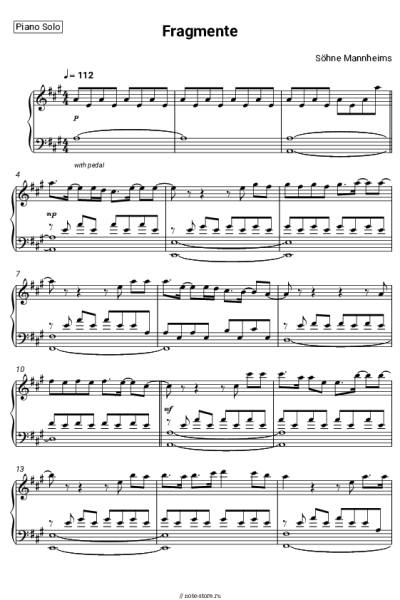 Ноты, аккорды Söhne Mannheims - Fragmente