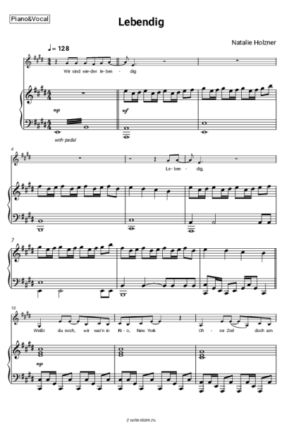 Ноты, аккорды Natalie Holzner - Lebendig