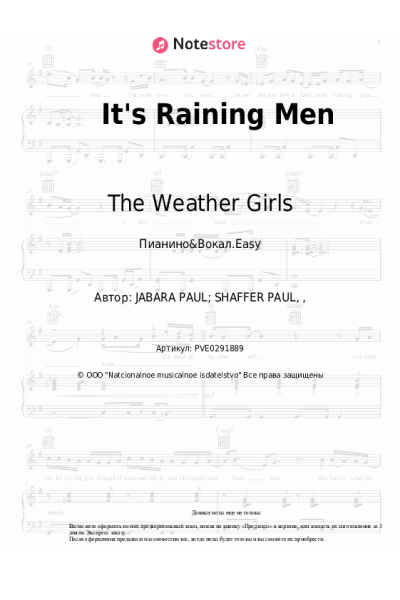 Ноты, аккорды The Weather Girls - It's Raining Men