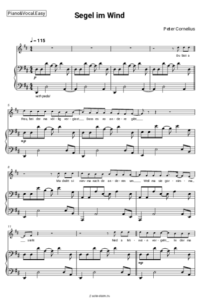 Ноты, аккорды Peter Cornelius - Segel im Wind