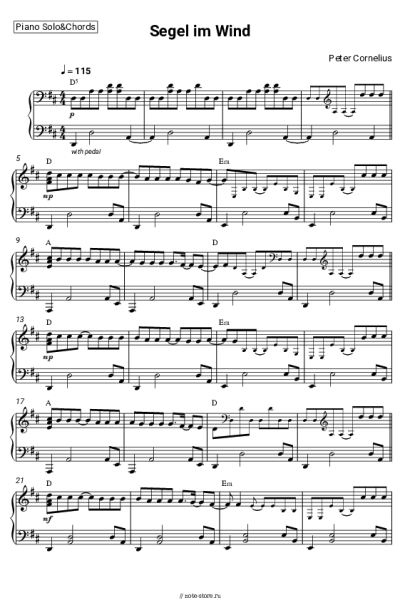 Ноты, аккорды Peter Cornelius - Segel im Wind