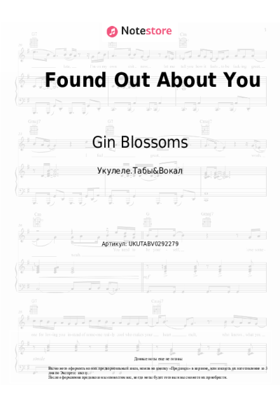 Ноты, аккорды Gin Blossoms - Found Out About You