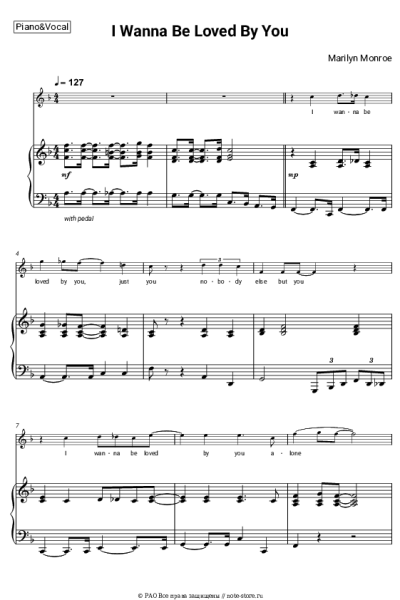 Ноты, аккорды Marilyn Monroe - I Wanna Be Loved By You