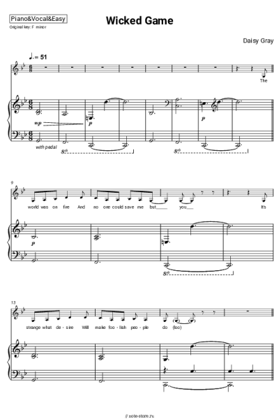 Ноты, аккорды Daisy Gray - Wicked Game