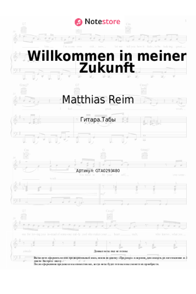 Ноты, аккорды Matthias Reim - Willkommen in meiner Zukunft