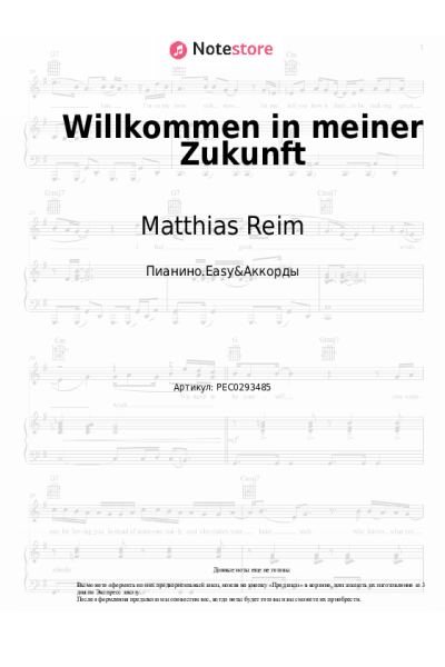 Ноты, аккорды Matthias Reim - Willkommen in meiner Zukunft