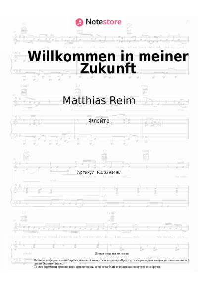 Ноты, аккорды Matthias Reim - Willkommen in meiner Zukunft