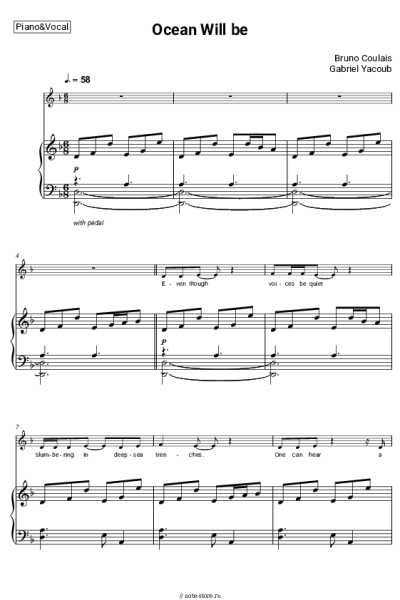 Ноты, аккорды Bruno Coulais, Gabriel Yacoub - Ocean Will be