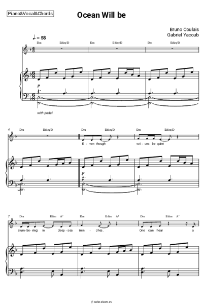 Ноты, аккорды Bruno Coulais, Gabriel Yacoub - Ocean Will be