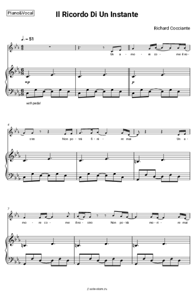 Ноты, аккорды Richard Cocciante - Il Ricordo Di Un Instante